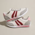 thumbnail image 6 of QWKLEAJ Women Retro Striped Casual Sneakers, Lace‑Up Spliced Athletic Shoes, Lightweight Flat Walking Shoes for Daily Commute & Wear Red 8.5, 6 of 6
