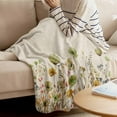 thumbnail image 4 of Throw Blanket for Couch Green Flower Floral Leaves Soft Fleece Flannel Blankets Cozy Lightweight Blanket for Home Sofa Living Room Branch Plant Nature Bed Throws 60" x 80", 4 of 9