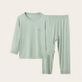 thumbnail image 2 of Riecok Boys Girls Thermal Underwear Sets Long Sleeve Solid Color Pullover Tops and Long Pants Fall Warm Sleepwear Sets, 2 of 3