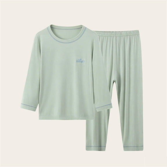 Delliss Girls 2 Piece Baggy Set Long Sleeve Blouse And Loose Pants Sleepwear Outfit Green 7 Years