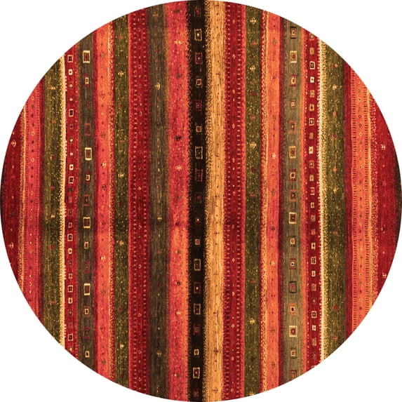 Ahgly Company Indoor Round Abstract Orange Contemporary Area Rugs, 7' Round