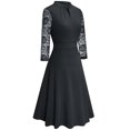 thumbnail image 3 of Elegante vestido de cóctel para fiesta con falda plisada de encaje calado, 3 of 6