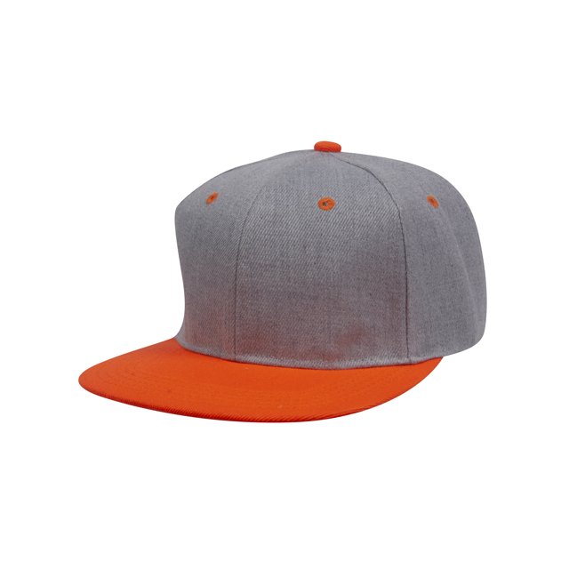 Top Headwear Casquette Snapback Ajustable - Gris Chiné/orange