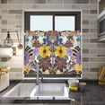 thumbnail image 4 of Yayeee Kitchen Curtains Tier Pair Light Filtering 27"x36" Rod Pocket Short Cafe Window Panel, Colorful Flowers, 4 of 7