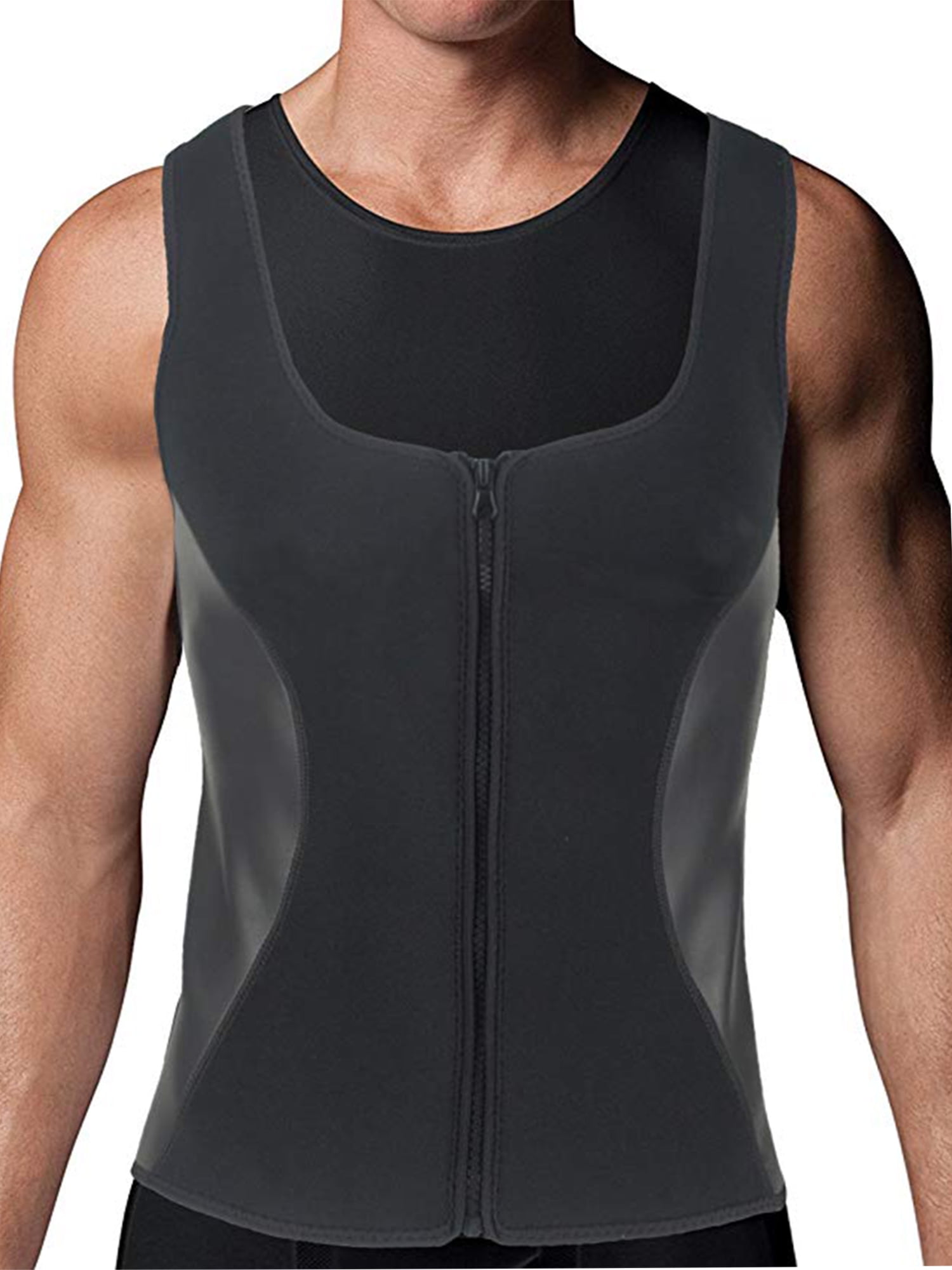 Men Hot Neoprene Workout Sauna Tank Top Zipper Waist Trainer Vest Weight Compression Shirt Gym Clothes Corset 