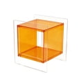 thumbnail image 2 of 2 Tier Clear Acrylic End Side Table Bedside Table Nightstand Open Storage for Living Room Bedroom, Orange Color, 2 of 12