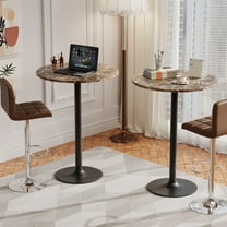 Furmax Set of 2 Round 23.85” Pub Dining Table Brown & Black, Bar Table for Kitchen, Bar & Living Room