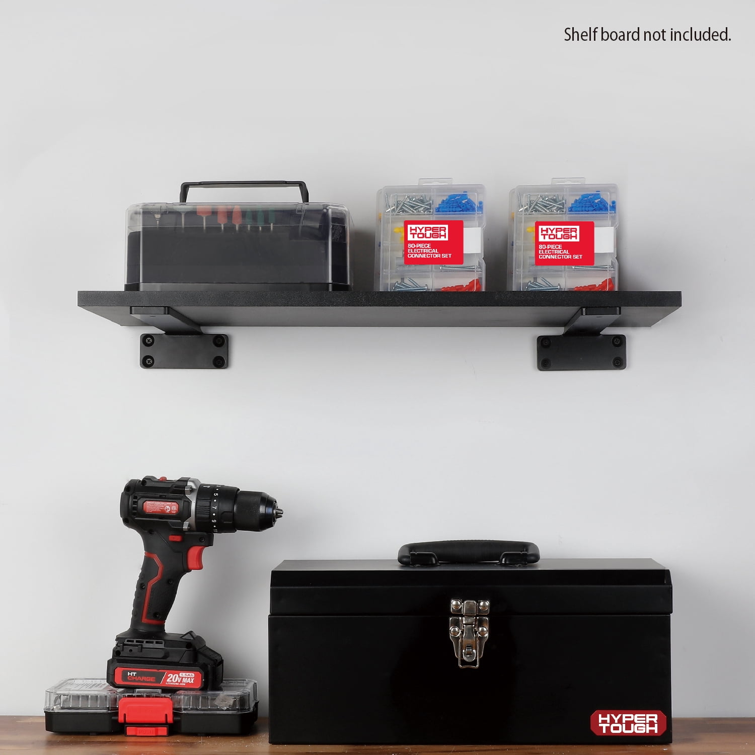 Hyper Tough 10" x 4" Floating Shelf Bracket, Black, 2-Pack