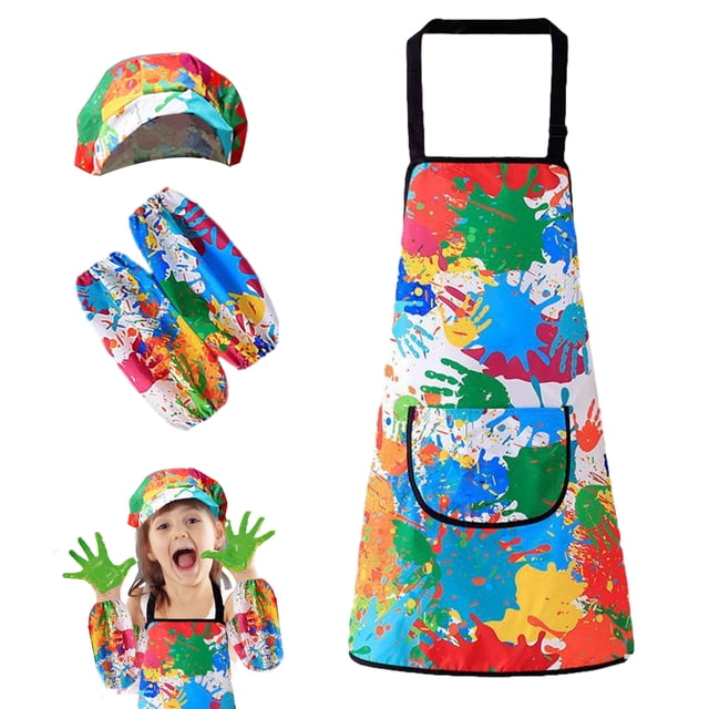 Ounissouiy Conjunto de delantal artístico para niños hecho de poliéster, delantal de pintura para niños pequeños cómodo y transpirable con Juguetes Educativos