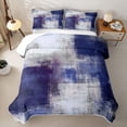 thumbnail image 2 of Castle Fairy Vintage Abstract Square Quilt Full 3-Piece,Retro Smudged Daub Full Bedspread Sets,Navy Lilac White,1 Coverlet and 2 Pillowcases, 2 of 7