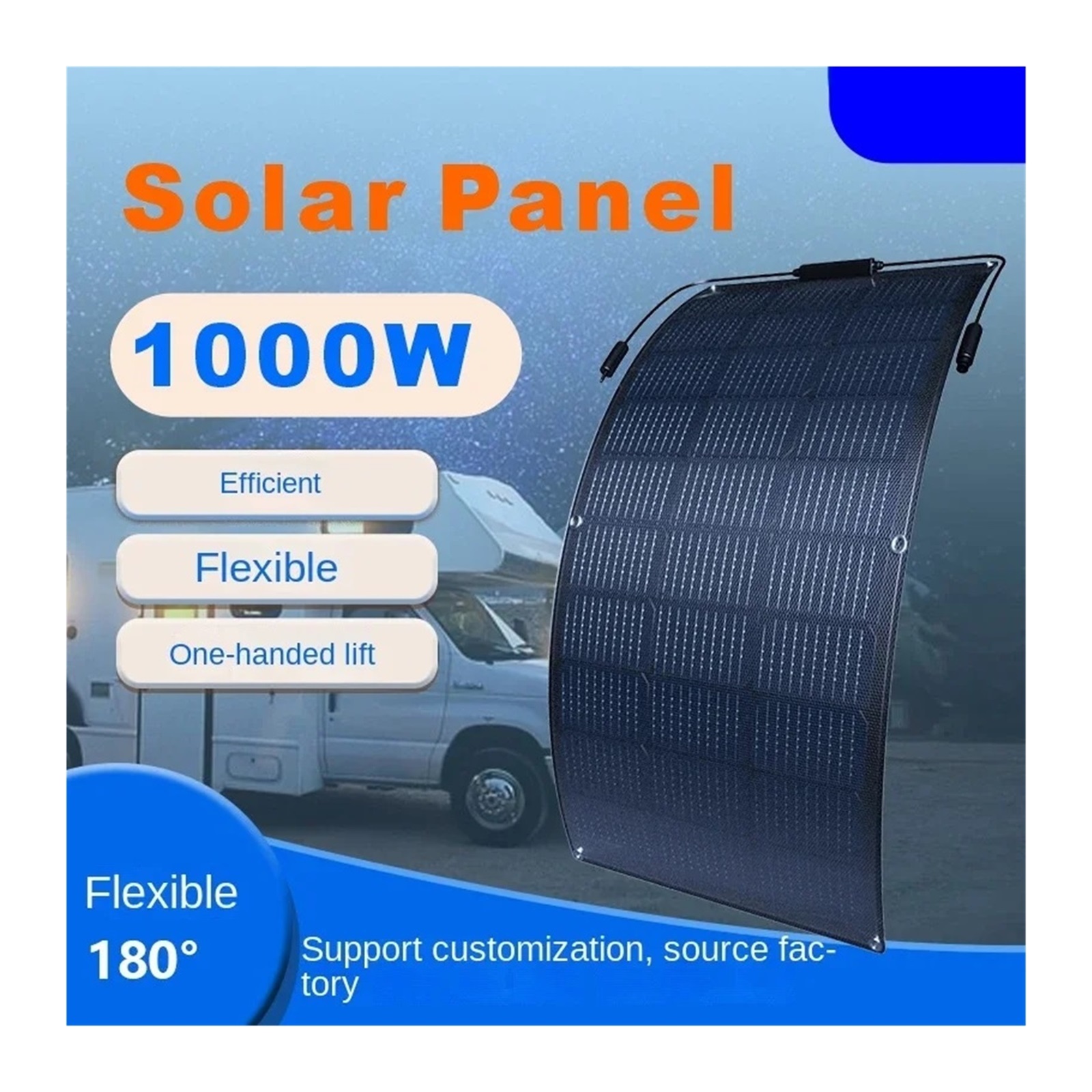 Folding solar panels 1000W High Efficiency Solar Mobile Power Kit 1000W Flexible Rechargeable Outdoor Solar Cells For Home/camping
--------
Solar charger