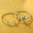 thumbnail image 6 of Bling Jewelry Womens Nautical Starfish Blue Opal Bangle Bracelet in Polished Sterling Silver, 6 of 7