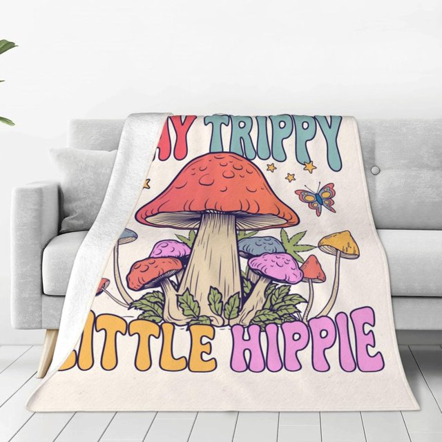 Manta de microfibra ultra suave con diseño de hongos hippies y psicodélicos, manta cálida para todas las estaciones, para cama, silla, sofá, sala de estar, cuna, 80 x 60 pulgadas