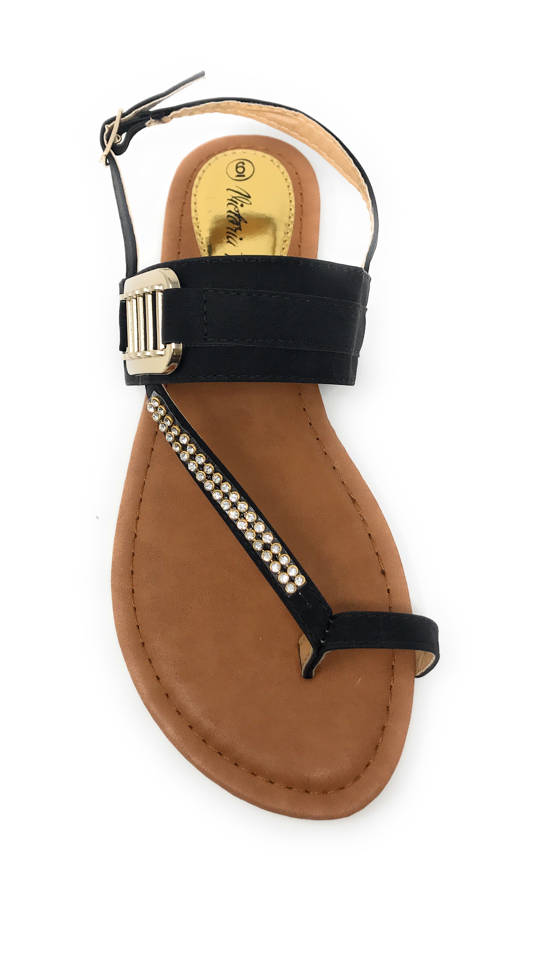 Victoria K Women's Side Buckle and Rhinestone Sandals