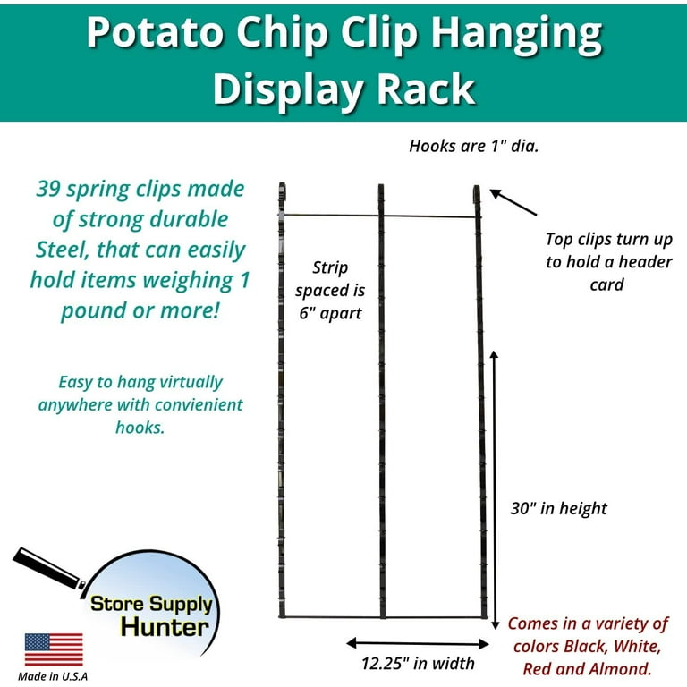 ZYP Potato Chip Rack Display with 40 Clips,4-Row Retail Display