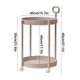 thumbnail image 3 of CNKOO Round Side Table End Coffee Table with Wheel Movable Tray Sofa Cart  Home Coffee Table Movable Shelf Sofa, 3 of 6