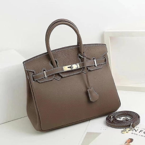 Ladies Women Leather Handbag Birkin First Layer Cowhide Leather Tote Bag Commuter Crossbody Kelly Handbag zhangyuxiang LED