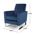 thumbnail image 4 of GDF Studio Pendry Modern Upholstered Pushback Recliner, Cobalt Velvet and Silver, 4 of 7