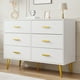 thumbnail image 3 of ChaoLink Cómoda con 6 cajones, cómoda moderna de madera con manijas doradas y espacio de almacenamiento, cómoda para dormitorio, pasillo, sala y recibidor, 3 of 8