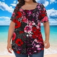 thumbnail image 2 of Nmnitkp Womens Tops With Floral Print Design Paired With Short Sleeve Tops in Soft Fabric for Plus Size Tops for Women’s Summer Beach Fashion & Summer Tops for Women, 2 of 5