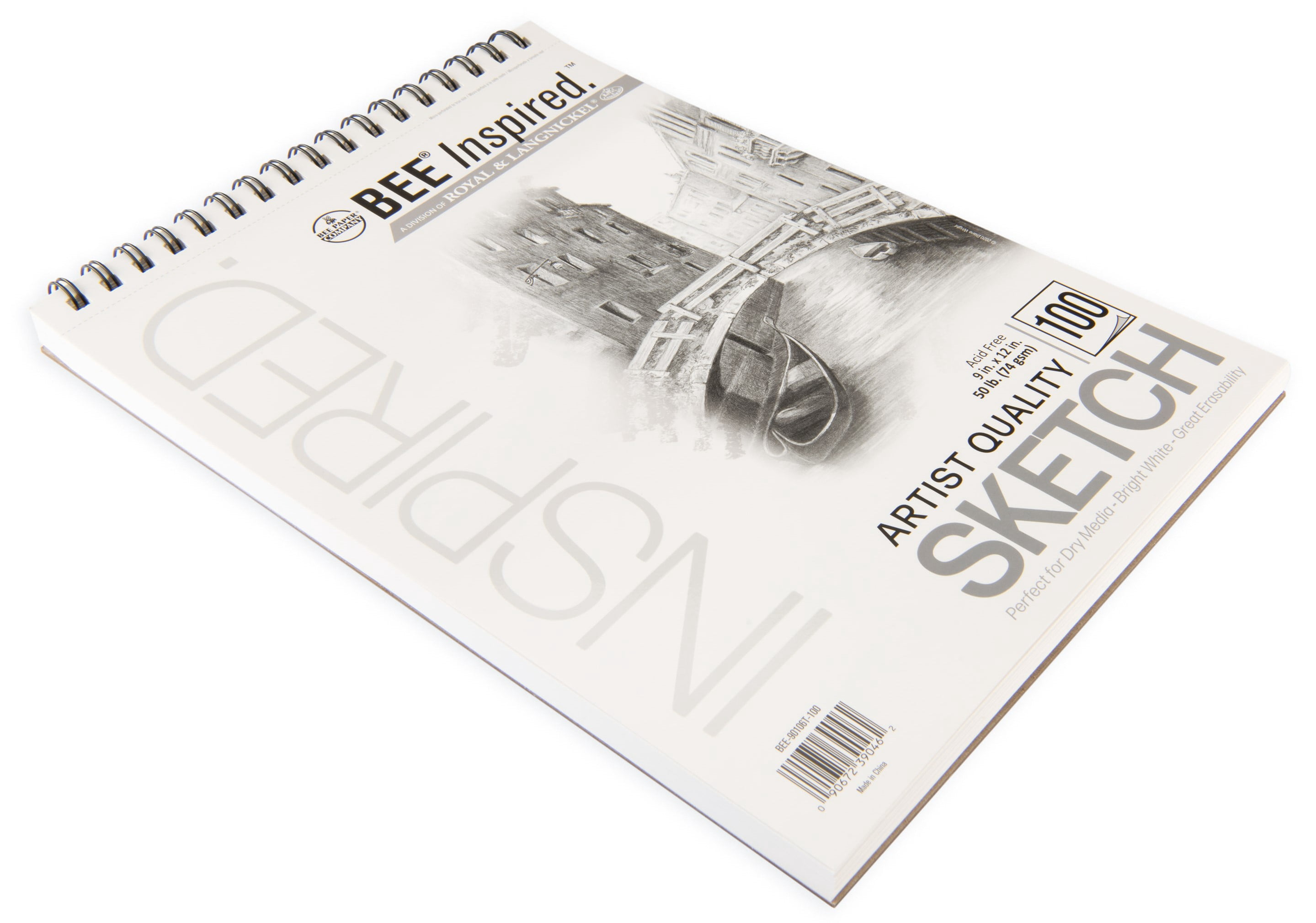 Bee Paper - Bee Inspired 9"x12" Sketching Paper Pad, 100 Sheets, Top Wire, 50lb. 74GSM