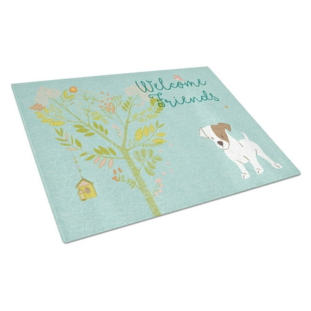 Caroline's Treasures Welcome Friends Jack Russell Terrier Puppy Glass Cutting Board (Best Food For Jack Russell Terrier Puppies)