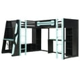 thumbnail image 5 of Harper & Bright Designs L-Shaped Gaming Loft Bed with Desks, Double Twin Loft Beds with LED Lights, USB Ports, Storage Bookshelves, Wood Corner Loft Bed for 2, Blue, 5 of 18