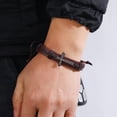 thumbnail image 4 of 2 pulseras de cuero trenzado para hombres y mujeres, pulsera ajustable en negro y marrón, 4 of 4