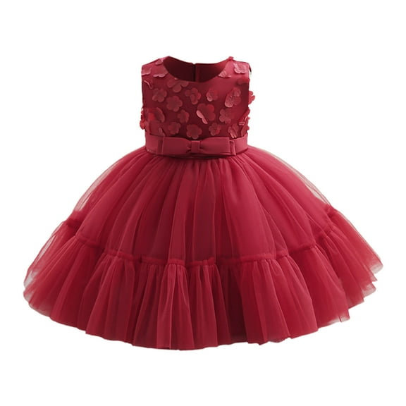 ZQUUVOU Girls Tank Tutu Dress Sleeveless Round Neck Tulle Ball Gown Birthday Party Photoshoot Casual Party Sundress Red