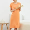 thumbnail image 2 of Tnhcen Women's Plus Size Cotton Sleepwear Dress - Solid Color Crew Neck Loose Fit Midi Nightgown with Built-in Bra Comfortable Home Dress (M-4XL), 2 of 8