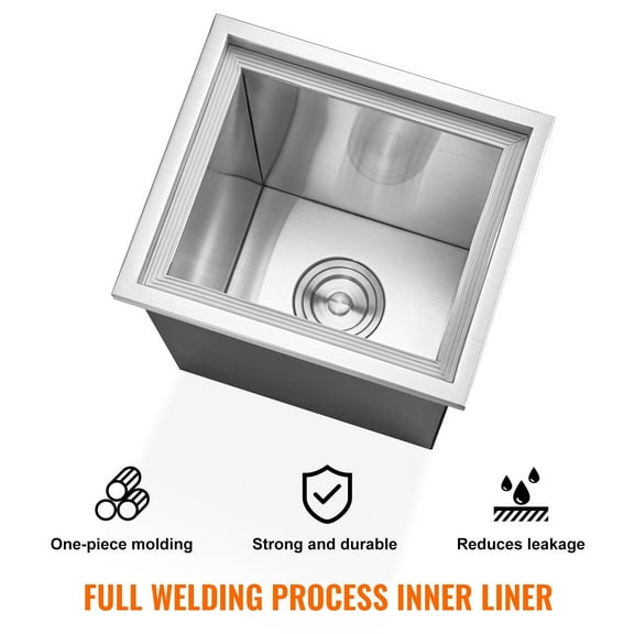 KFFKFF 14"x12"x18" Drop in Ice Chest Ice Cooler Ice Bin Stainless Steel w/Cover