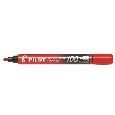 Marqueur Permanent, Pilot 100, Embout, Rouge, 12/pk
