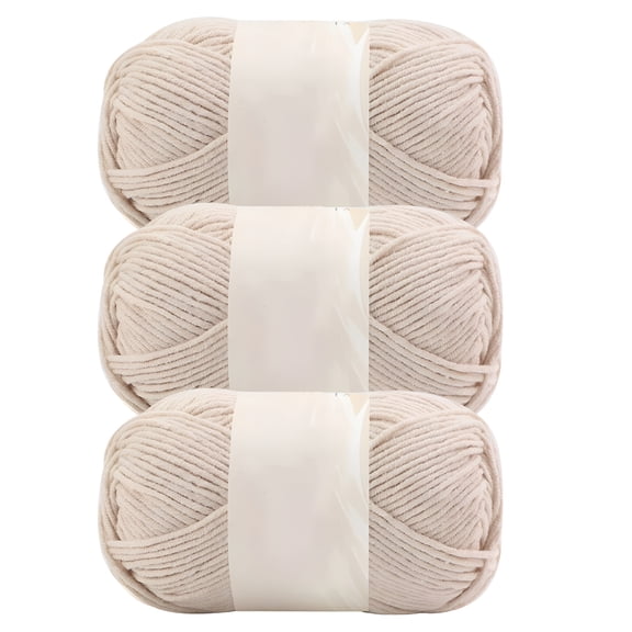 TUWAFE 3 Pack of 173 Yards/3.52 oz Cream 100 Mercerized Cotton Yarn