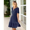 thumbnail image 2 of Vestido Simplee para mujer 2025 con ojales, estilo cóctel, azul marino, talla S, 2 of 7