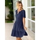 thumbnail image 2 of Vestido Simplee para mujer 2025 con ojales, estilo cóctel, azul marino, talla S, 2 of 7