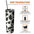 thumbnail image 5 of Cow Print Tumbler with Lid and Straw Stainless Steel Insulated Thermal Slim Cows Skinny Tumbler 20 Oz Cow Print Cups Cute Coffee Cup with Lid and Straw Cow Print Mug for Women, 5 of 7