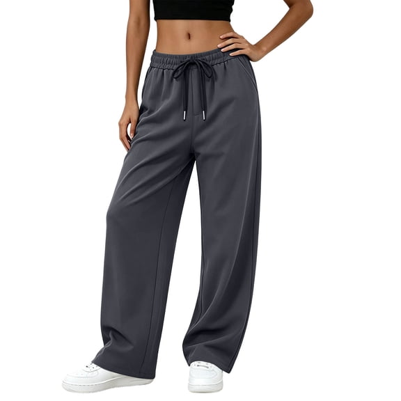 yillto Womens Sweatpants Plus Size Casual Wide Leg Elastic Waist Drawstring Loose Jogger Sweatpant M-5XL