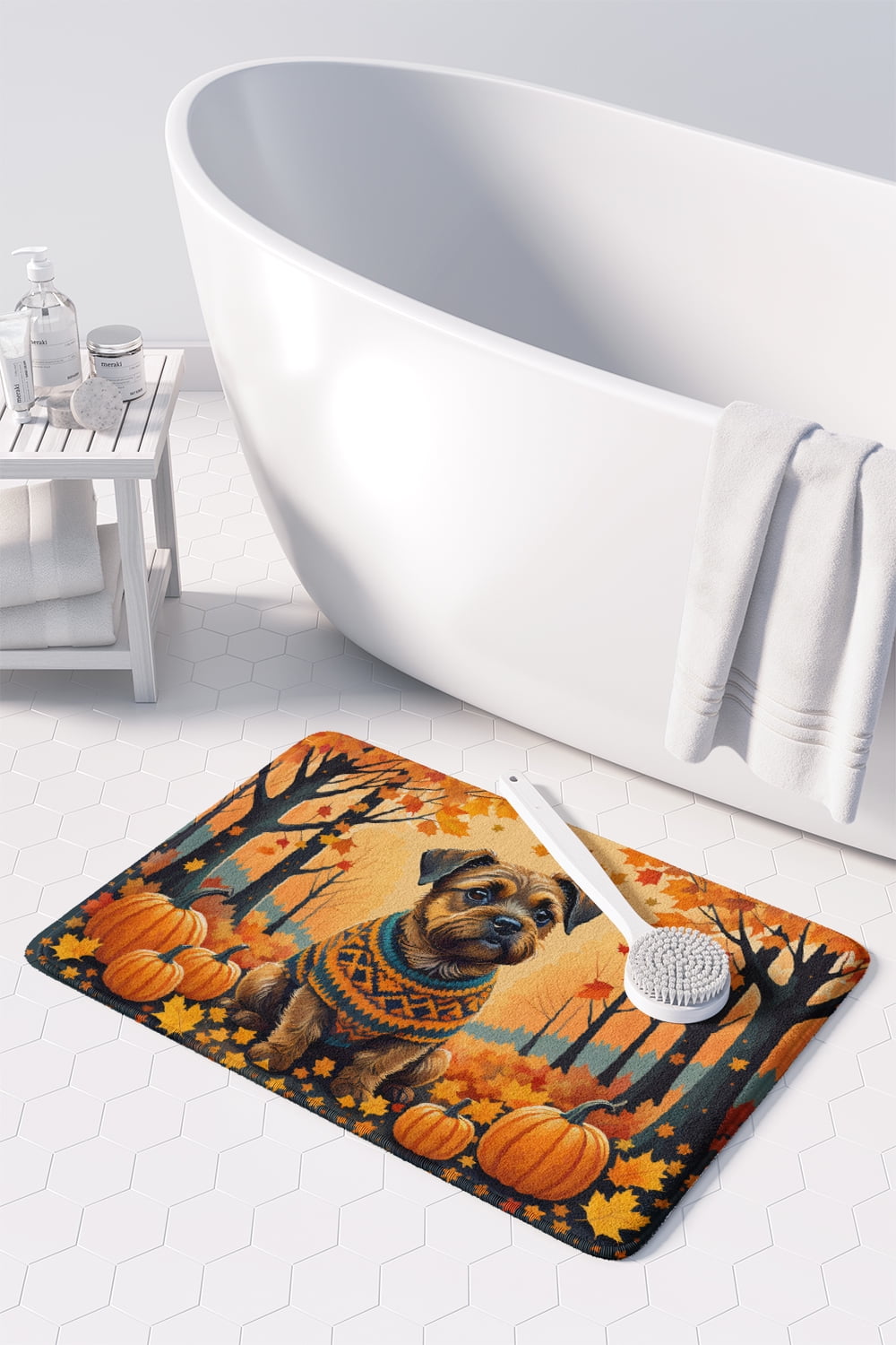 Carolines Treasures DAC1023RUG 19 x 27 in. Unisex Border Terrier Fall Memory Foam Kitchen Mat
