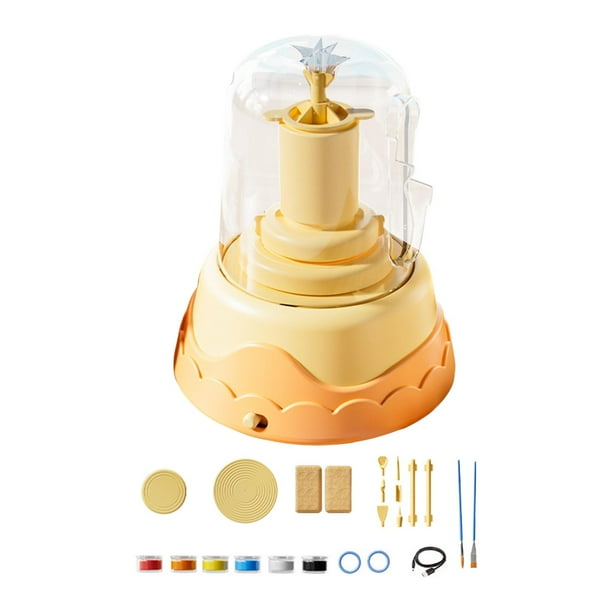 Kit de torno de cerámica DIY con pinceles, pinturas, herramientas para esculpir arcilla, torno de cerámica eléctrico para trabajos navideños en
