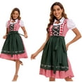 thumbnail image 5 of Sakmal Summer Dresses for Women Square Neckline Green Mid-Length Cosplay Short Sleeve Patchwork Colorblock Ruffle A-Line Dress, 5 of 5