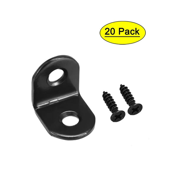 Uxcell L Shape 20mmx20mmx16mm Black Corner Brace Angle Bracket 20 Pack