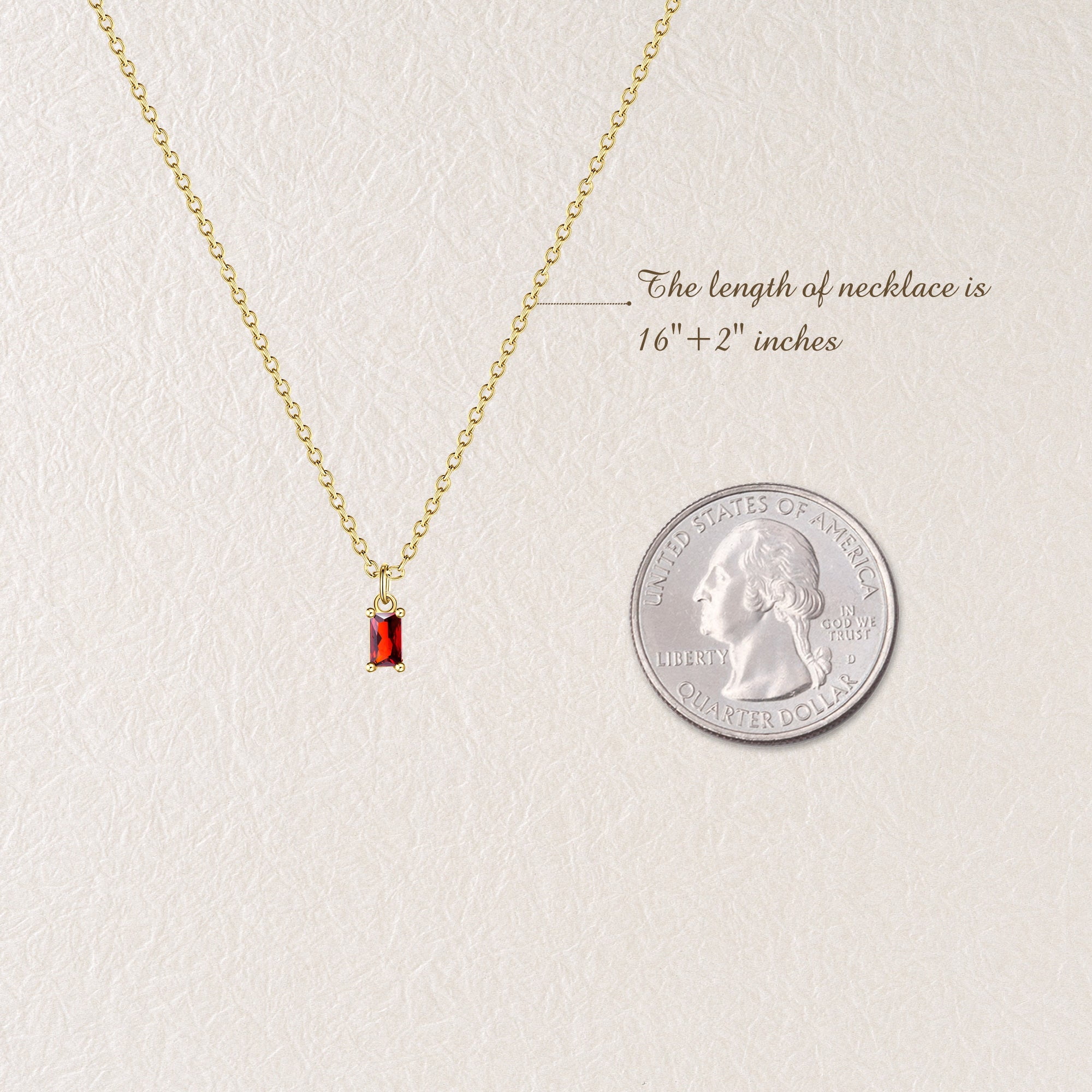 Anavia Diamond Necklaces 14K Gold Plated Birthstone Necklace for Women Mothers Minimalist Baguette Birthstone Necklace Cubic Zirconia Pendant Necklace Birthday Gifts