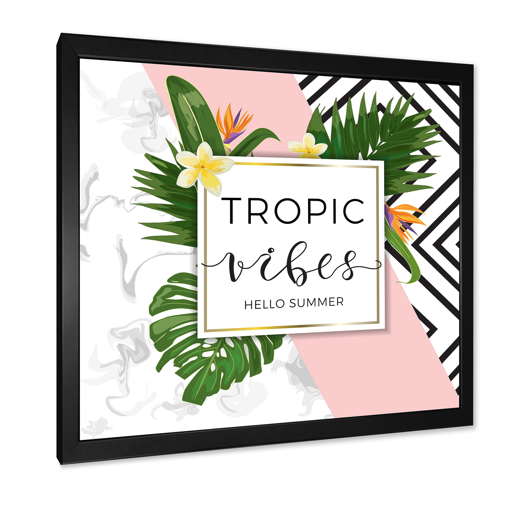 Designart 'Geometrics Tropic VIbes On Triangular' Nautical & Coastal Framed Art Print