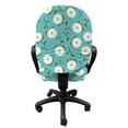 thumbnail image 3 of Floral Office Chair Slipcover, Blooming Aster Flowers and Leaves on Branches, Protective Stretch Decorative Fabric Cover, Standard Size, Seafoam Marigold White, by Ambesonne, 3 of 5