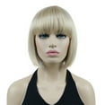 thumbnail image 1 of Short Bob Wig with Flat Bangs for Lady Women, Straight Synthenic Wigs for Cosplay Daily Party, 8 inch, Bright Golden Blonde, 1 of 10