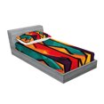 thumbnail image 2 of Ambesonne Ethnic Fitted Sheet & Pillow Sham Set, Geometric Modern Design, Twin, Teal Orange Marigold, 2 of 2