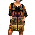 thumbnail image 2 of SMihono Robe d'Été pour Femmes Grande Taille Mode Vintage Africain Imprimé Manches Mi-Longues Col en V Robe Décontractée Mini, 2 of 9
