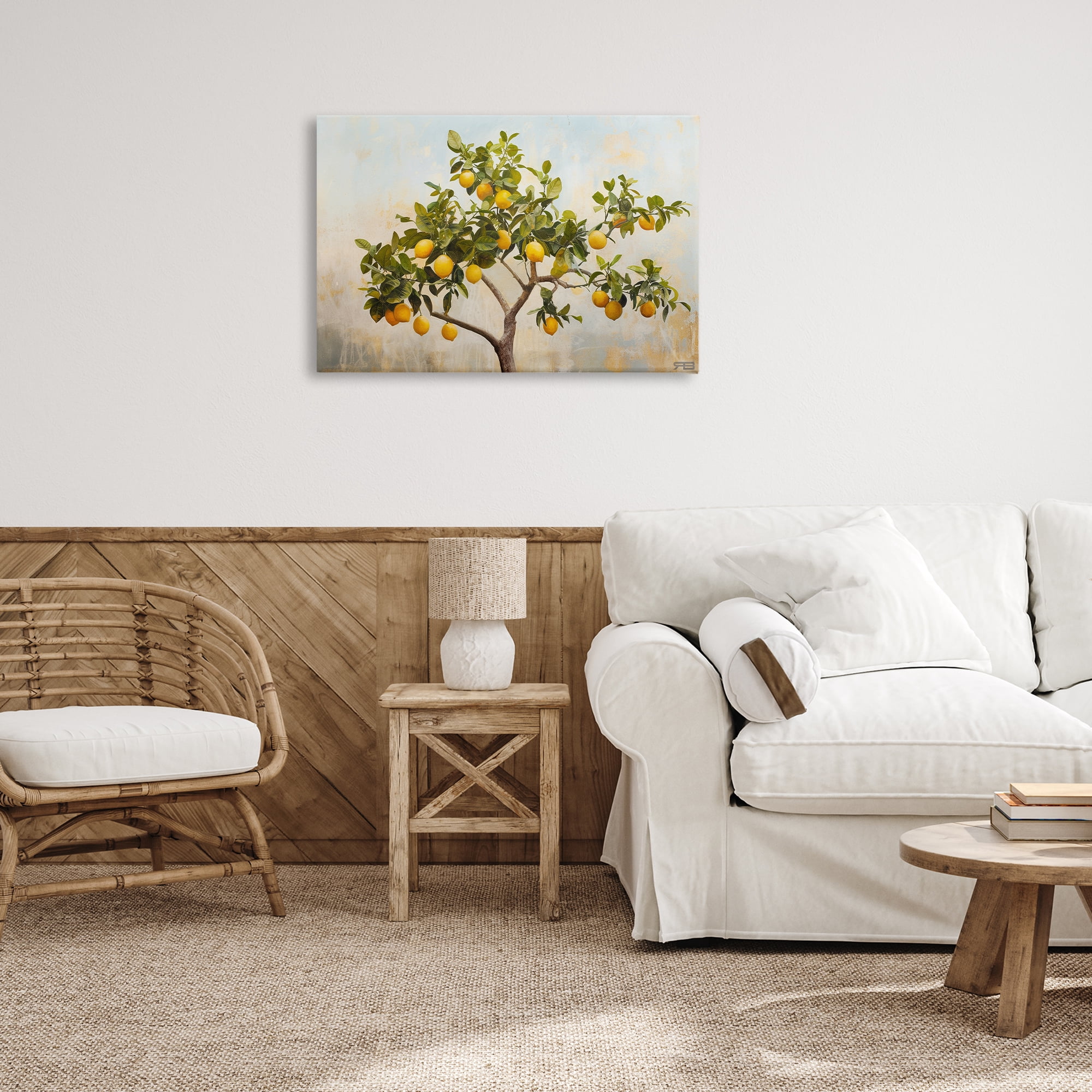 Stupell Industries Lemon Tree Branches Food & Beverage Painting Wrapped Canvas Art Print Wall Art, 30 x 20