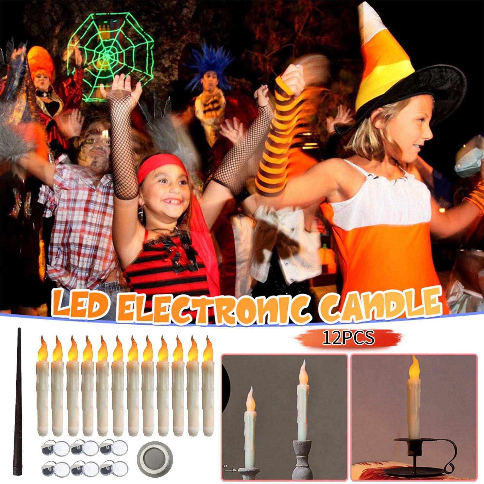 12Pcs Battery Operated Flameless Led Taper Candles With Remote Control Warm White Flashing For Holiday Decor 15X3Inch