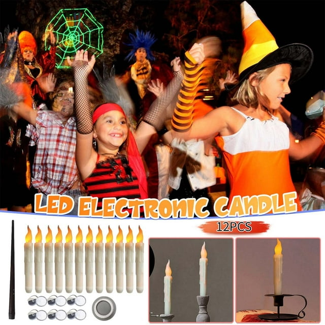 12PCS Battery Operated Flameless LED Taper Candles Lights Fake Candles